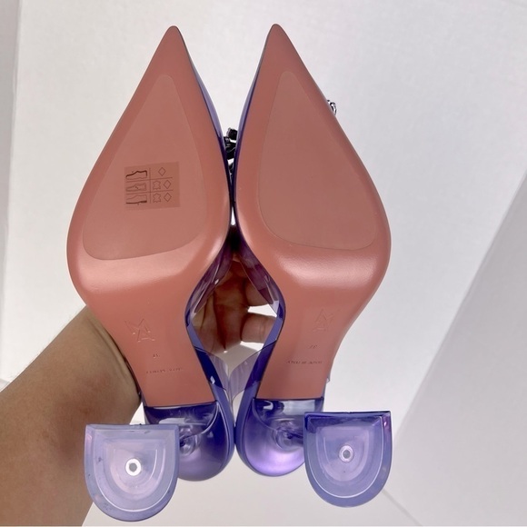 Amina Muaddi Rosie Crystal-Embellished Transparent Slingback Pumps. Size:37. NIB - Picture 8 of 17